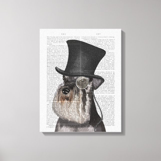 Schnauzer, Formal Hound and Hat Canvas Print (Front)
