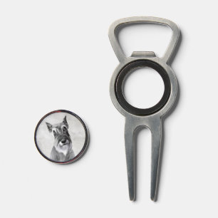 Schnauzer (Giant) - Cute Original Dog Art Divot Tool
