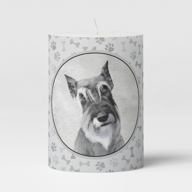 Schnauzer (Giant) - Cute Original Dog Art Pillar Candle (Front)