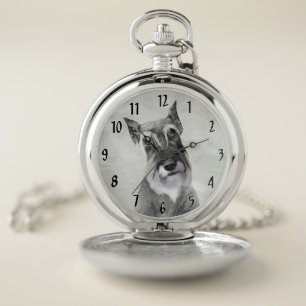 Schnauzer (Giant) - Cute Original Dog Art Pocket Watch