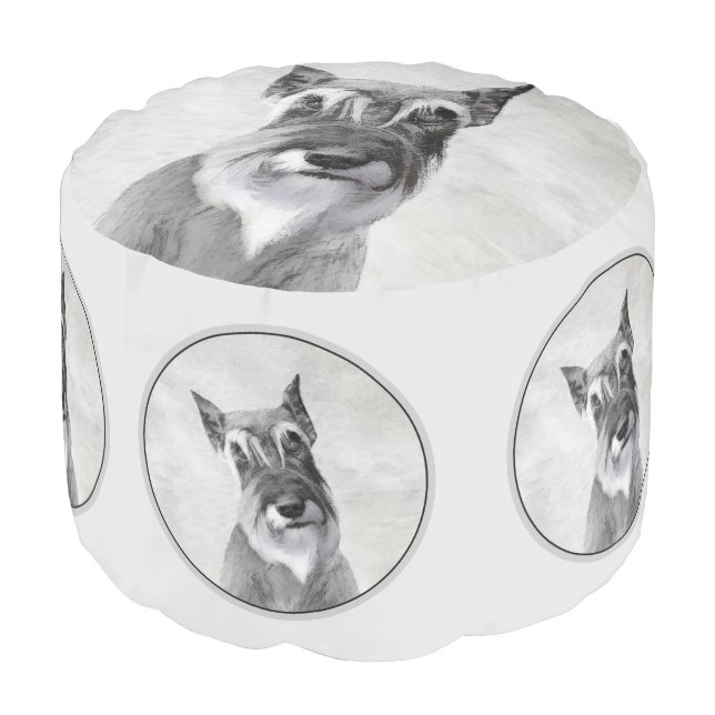 Schnauzer (Giant) - Cute Original Dog Art Pouf (Angled Back)