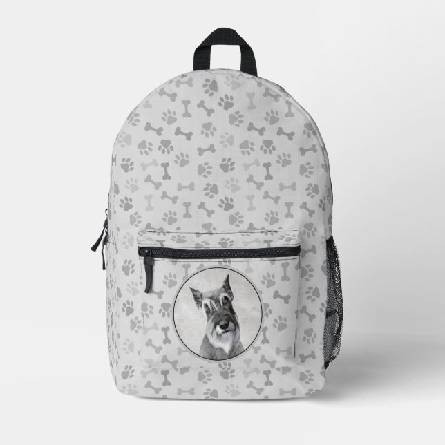 Schnauzer (Giant) - Cute Original Dog Art Printed Backpack (Front)