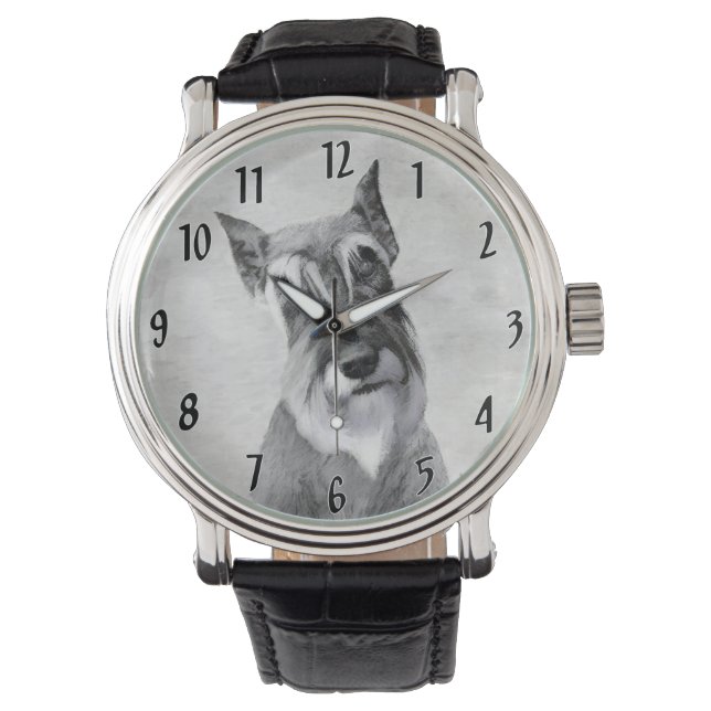 Schnauzer (Giant) - Cute Original Dog Art Watch (Front)