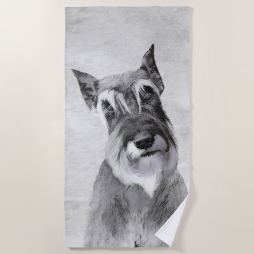 Schnauzer Giant Painting _ Dog Art Beach Towel