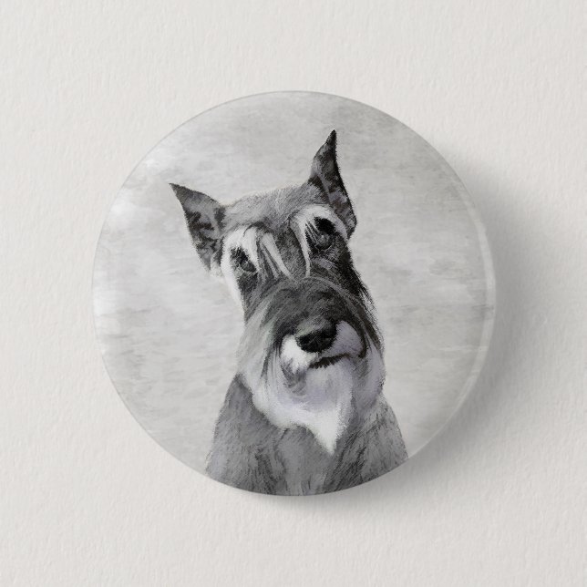 Schnauzer (Giant) Painting - Dog Art Button (Front)