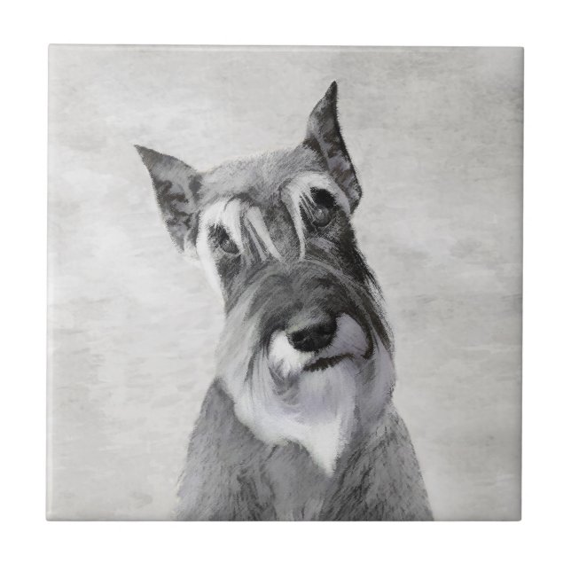 Schnauzer (Giant) Painting - Dog Art Ceramic Tile (Front)