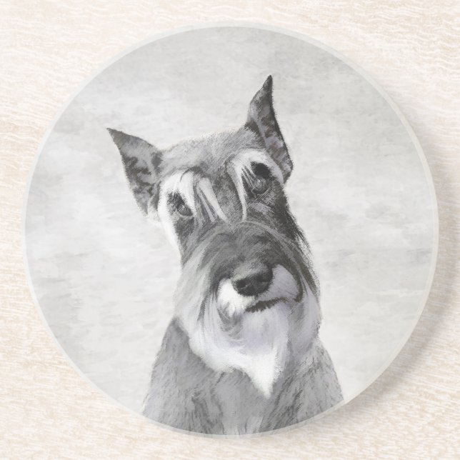 Schnauzer (Giant) Painting - Dog Art Coaster (Front)