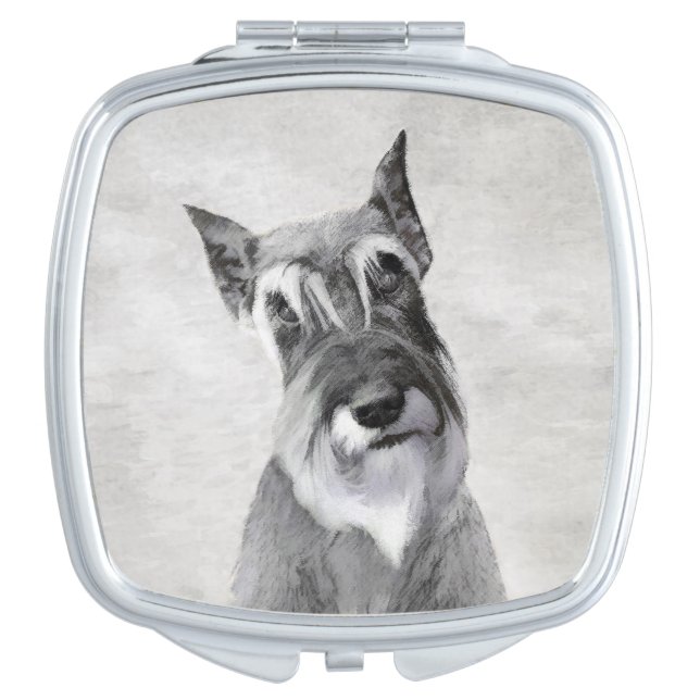 Schnauzer (Giant) Painting - Dog Art Compact Mirror (Front)