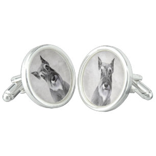 Schnauzer (Giant) Painting - Dog Art Cufflinks