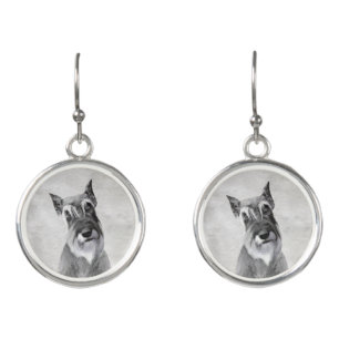 Schnauzer (Giant) Painting - Dog Art Earrings