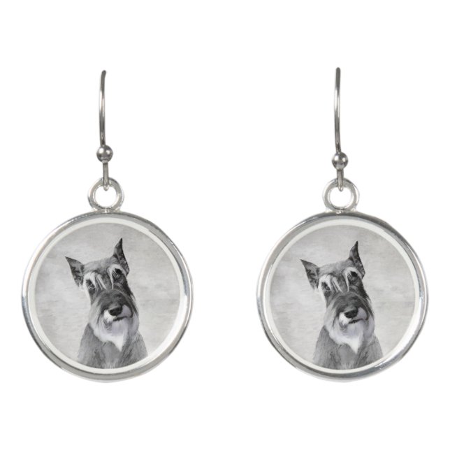 Schnauzer (Giant) Painting - Dog Art Earrings (Front)