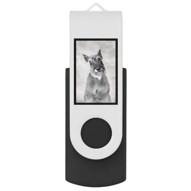 Schnauzer (Giant) Painting - Dog Art Flash Drive (Back (Vertical))