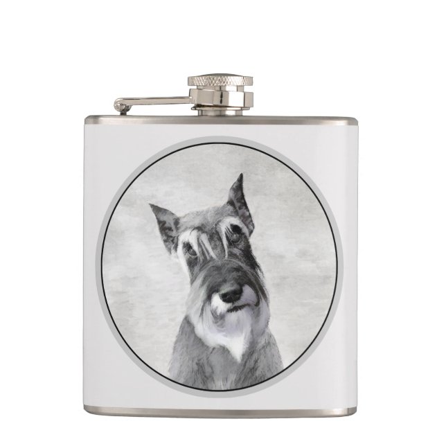Schnauzer (Giant) Painting - Dog Art Flask (Front)