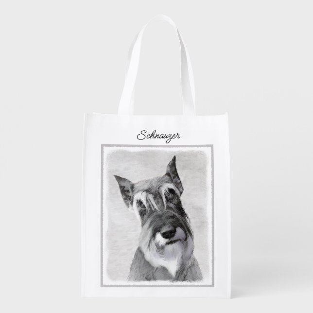 Schnauzer (Giant) Painting - Dog Art Grocery Bag (Back)
