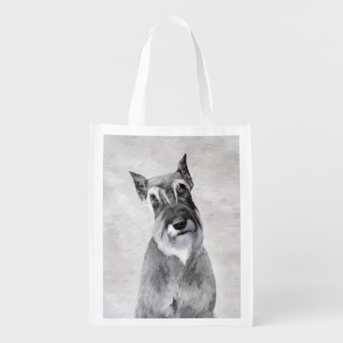 Schnauzer Giant Painting _ Dog Art Grocery Bag