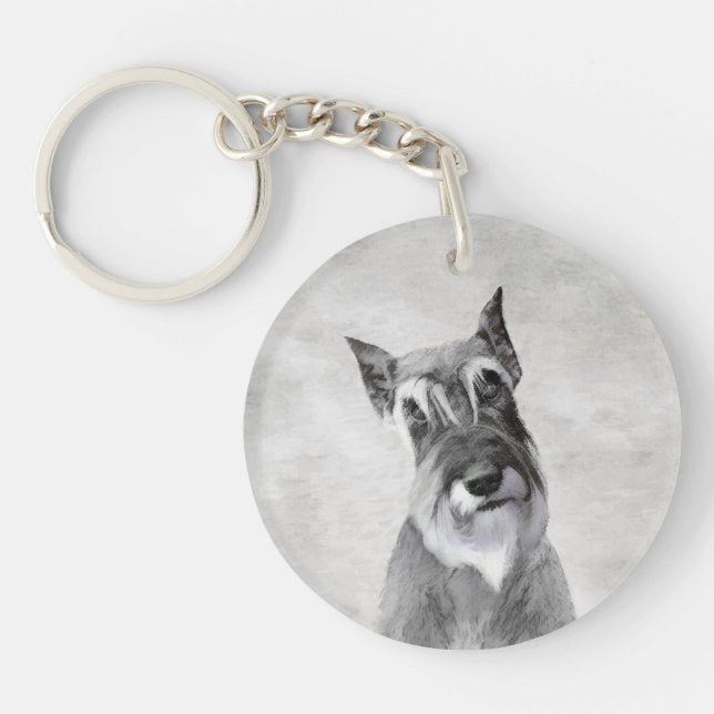 Schnauzer (Giant) Painting - Dog Art Keychain (Front)