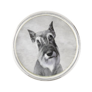 Schnauzer (Giant) Painting - Dog Art Lapel Pin