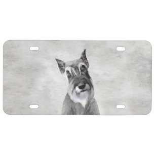 Schnauzer (Giant) Painting - Dog Art License Plate