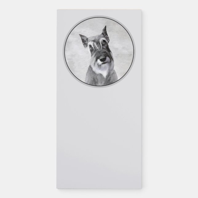 Schnauzer (Giant) Painting - Dog Art Magnetic Notepad (Front)