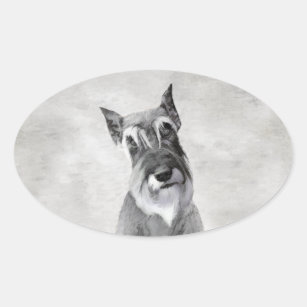Schnauzer (Giant) Painting - Dog Art Oval Sticker
