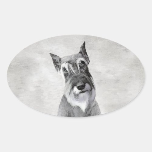 Schnauzer Giant Painting _ Dog Art Oval Sticker