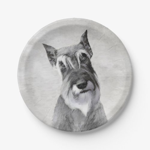 Schnauzer Giant Painting _ Dog Art Paper Plates