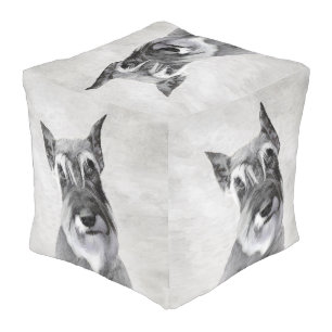 Schnauzer (Giant) Painting - Dog Art Pouf