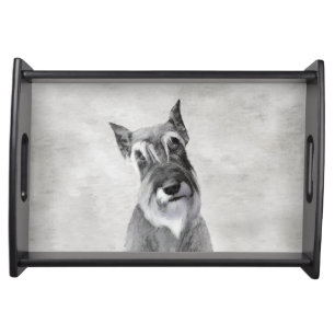 Schnauzer (Giant) Painting - Dog Art Serving Tray