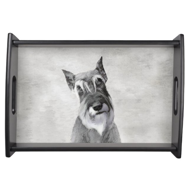 Schnauzer (Giant) Painting - Dog Art Serving Tray (Front)