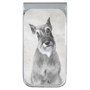 Schnauzer (Giant) Painting - Dog Art Silver Finish Money Clip