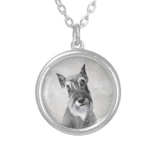 Schnauzer (Giant) Painting - Dog Art Silver Plated Necklace