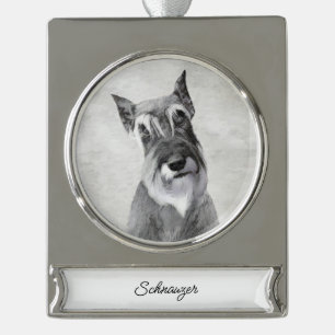 Schnauzer (Giant) Painting - Dog Art Silver Plated Silver Plated Banner Ornament