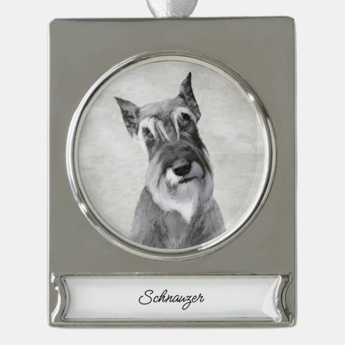 Schnauzer Giant Painting _ Dog Art Silver Plated Silver Plated Banner Ornament