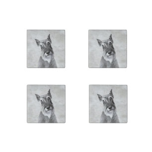 Schnauzer (Giant) Painting - Dog Art Stone Magnet