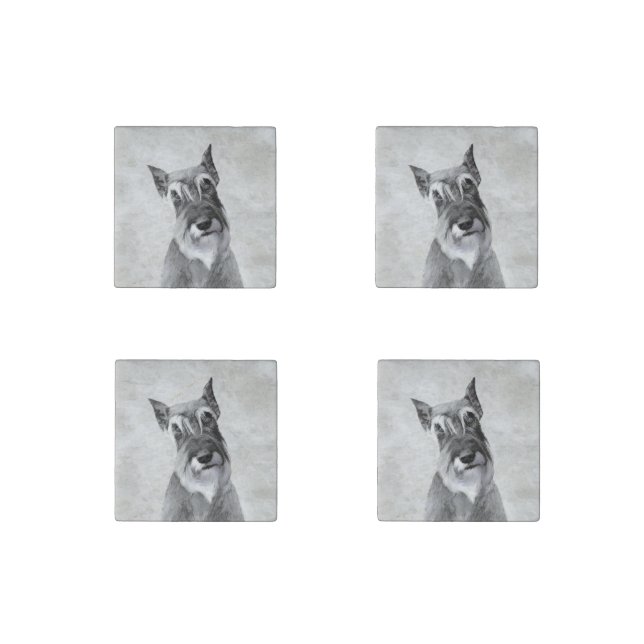 Schnauzer (Giant) Painting - Dog Art Stone Magnet (Front)