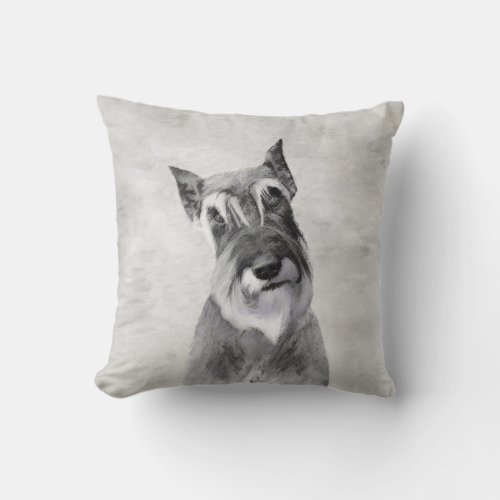 Schnauzer Giant Painting _ Dog Art Throw Pillow