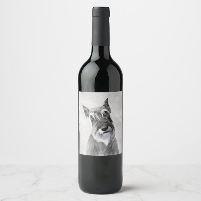Schnauzer (Giant) Painting - Dog Art Wine Label (Front)