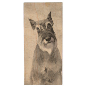 Schnauzer (Giant) Painting - Dog Art Wood Flash Drive