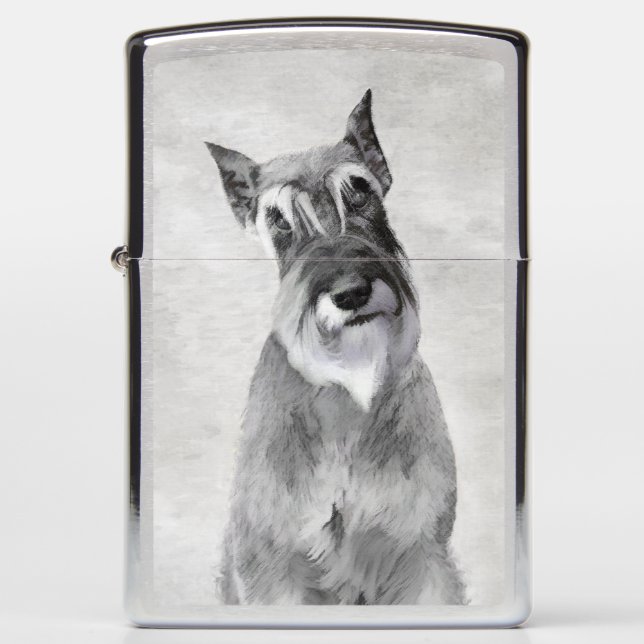 Schnauzer (Giant) Painting - Dog Art Zippo Lighter (Front)