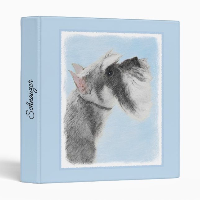 Schnauzer (Giant, Standard) Painting - Dog Art 3 R 3 Ring Binder (Front/Spine)