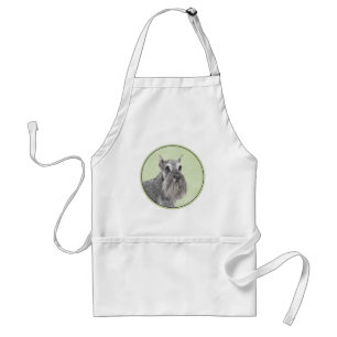 Schnauzer (Giant, Standard) Painting - Dog Art Adult Apron