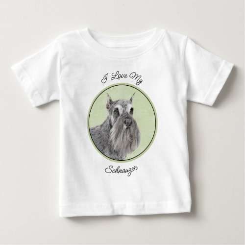 Schnauzer Giant Standard Painting _ Dog Art Baby T_Shirt