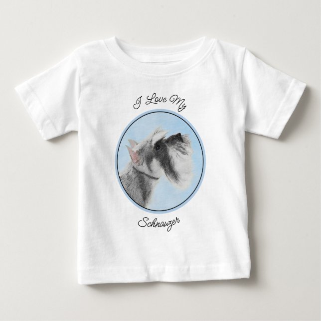 Schnauzer (Giant, Standard)  Painting - Dog Art Baby T-Shirt (Front)