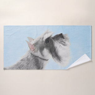 Schnauzer (Giant, Standard) Painting - Dog Art Bath Towel Set