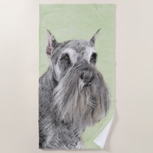 Schnauzer (Giant, Standard) Painting - Dog Art Beach Towel
