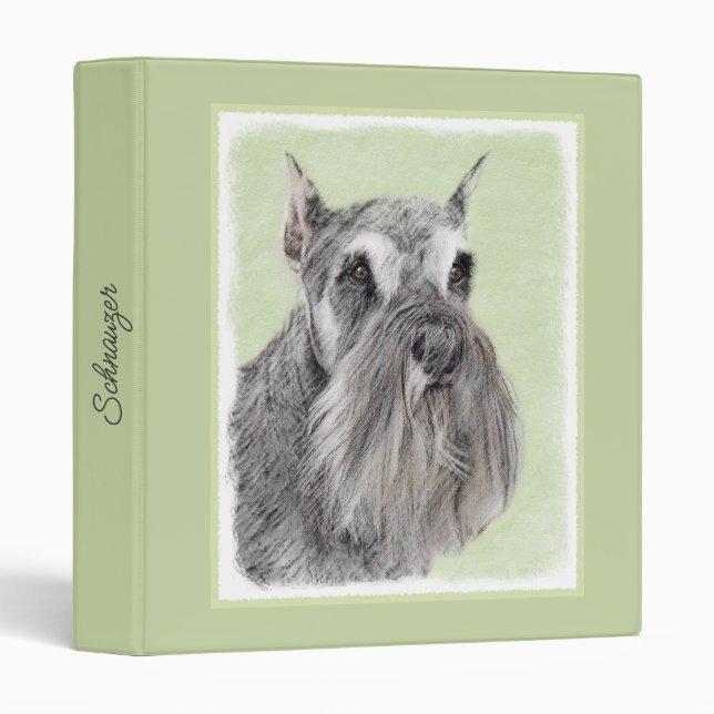 Schnauzer (Giant, Standard) Painting - Dog Art Bin 3 Ring Binder (Front/Spine)