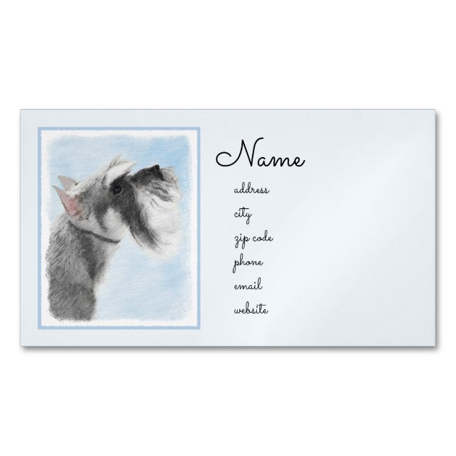 Schnauzer (Giant, Standard) Painting - Dog Art Business Card Magnet (Front)
