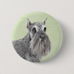 Schnauzer (Giant, Standard) Painting - Dog Art Button