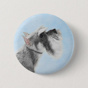 Schnauzer (Giant, Standard) Painting - Dog Art Button