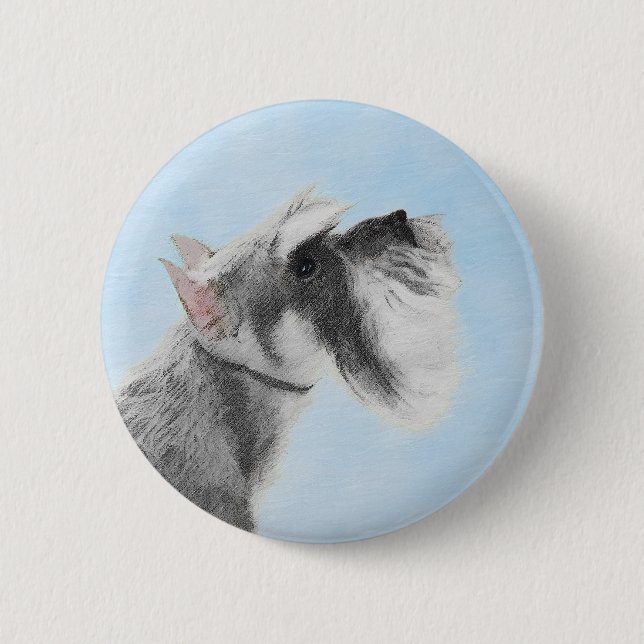Schnauzer (Giant, Standard) Painting - Dog Art Button (Front)